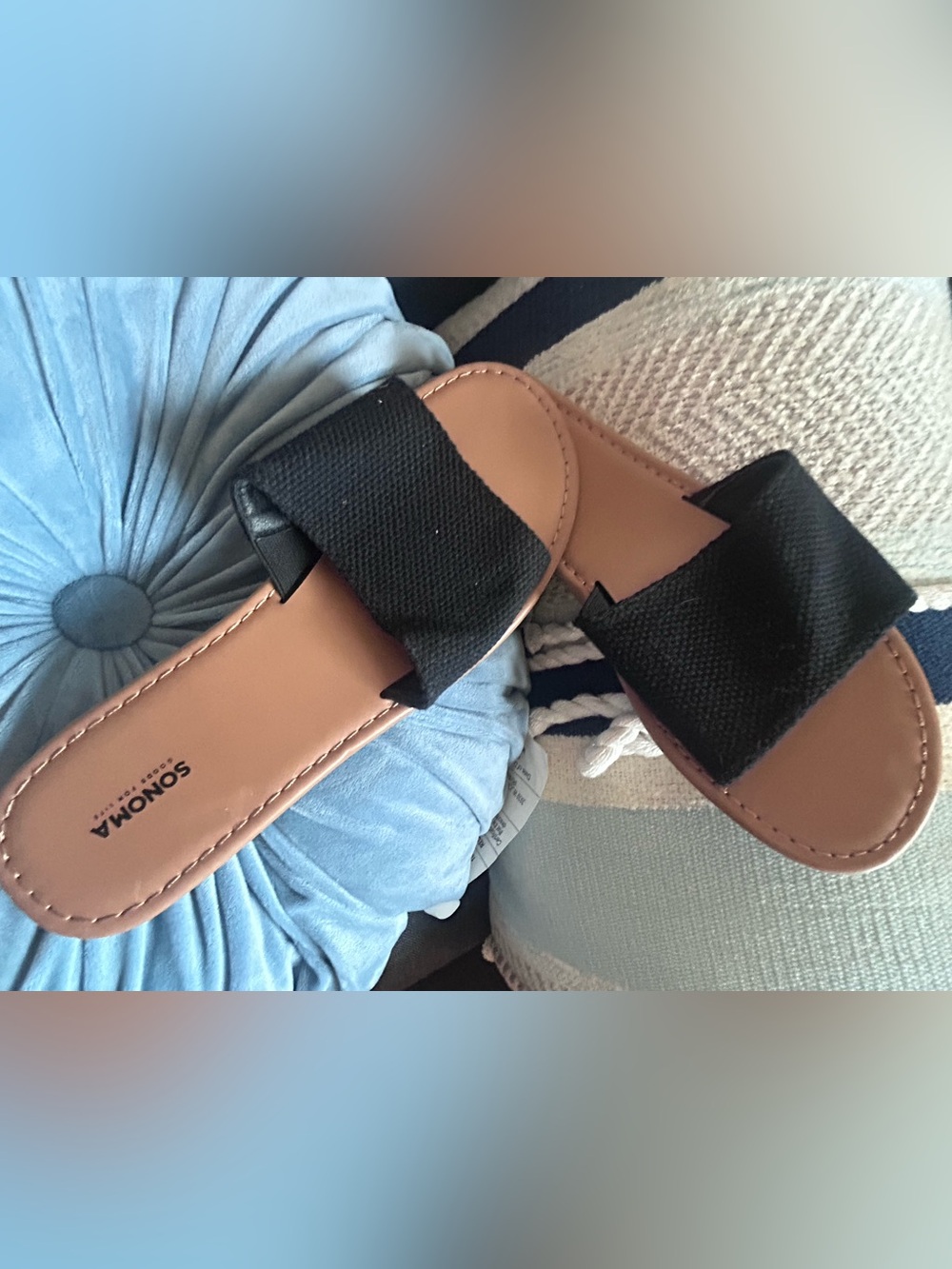 Sonoma Black Slide Sandals with Tan Footbed